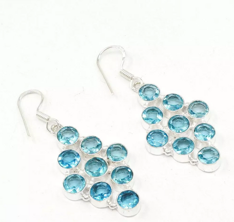 silver, blue topaz