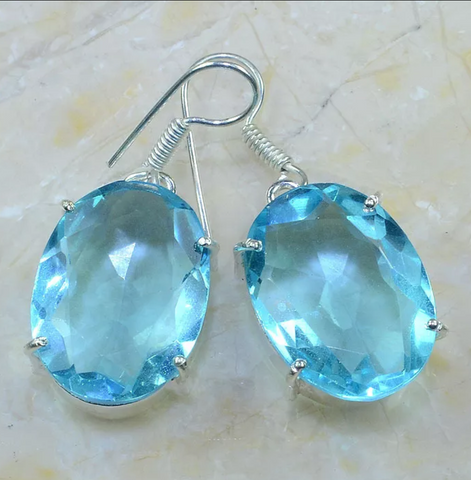 silver, blue topaz