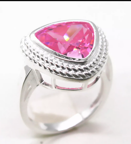 Silver, pink topaz