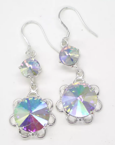 Silver, rainbow topaz