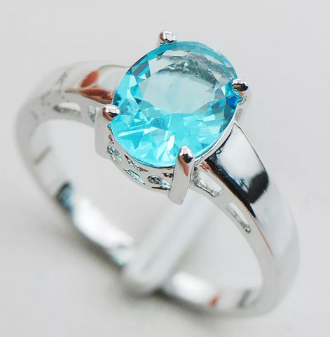 silver, aquamarine size 5