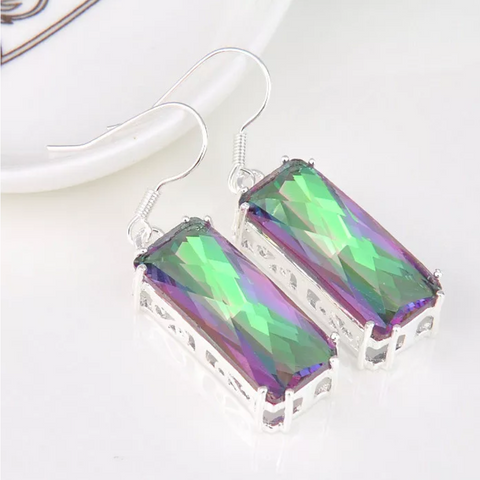 silver, rainbow topaz