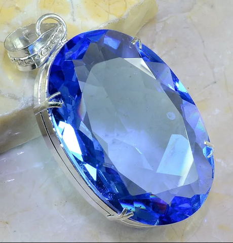 silver, iolite pendant