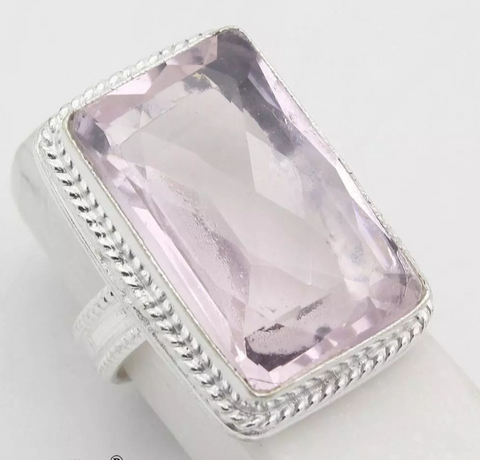 Silver 925, pink kunzite size 9