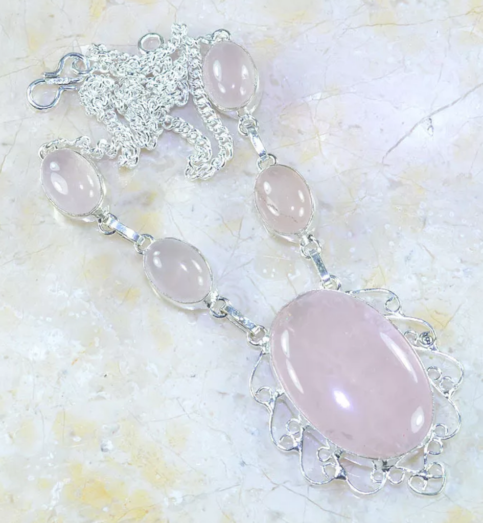 Silver, pink quartz