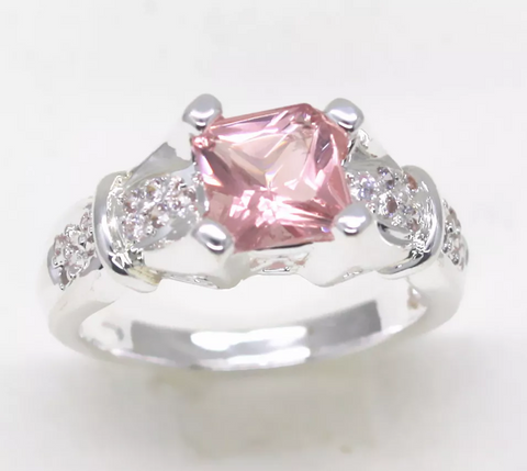 Silver, pink topaz 7.5