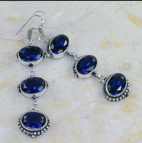 Silver, iolite earrings