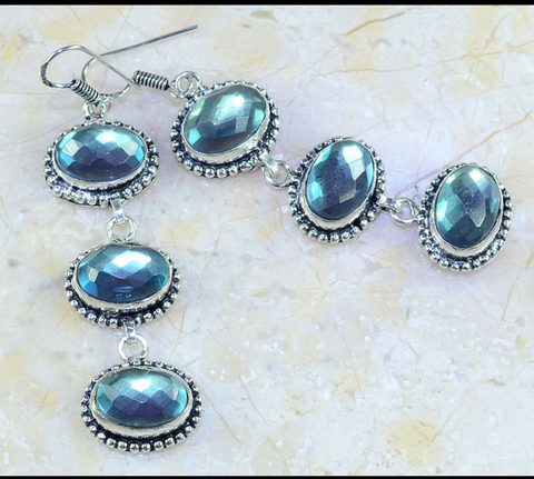 Silver, raimbow topaz earrings