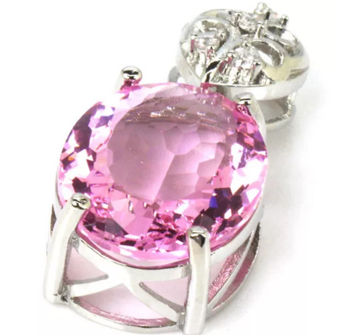 Silver, pink topaz necklace