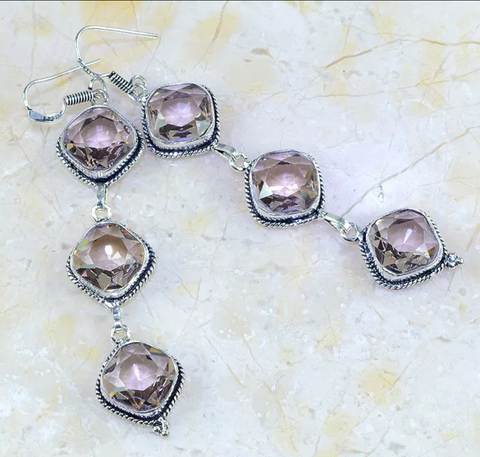 Silver, peach topaz earrings