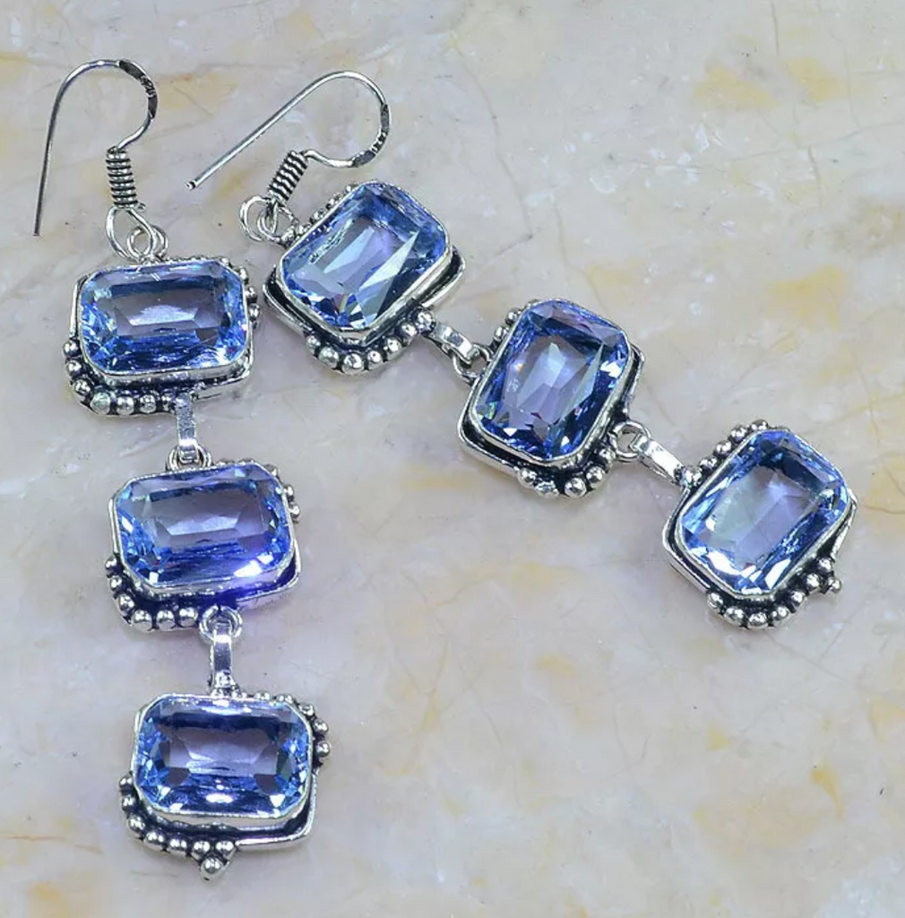 Silver, iolite earrings