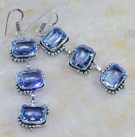 Silver, iolite earrings