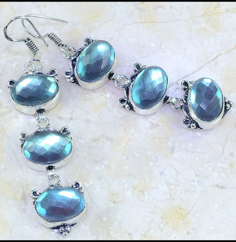 Silver, rainbow topaz earrings