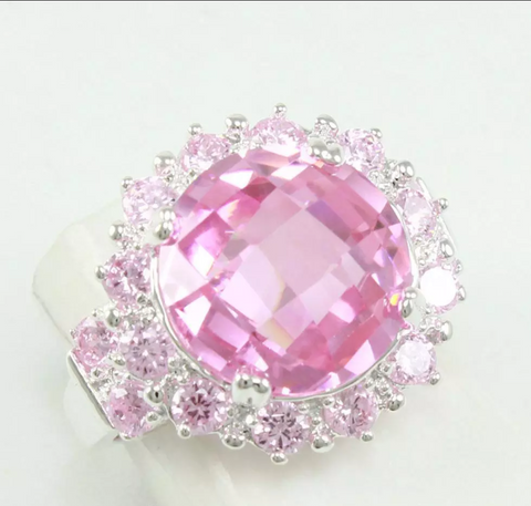Silver, pink kunzite size 7
