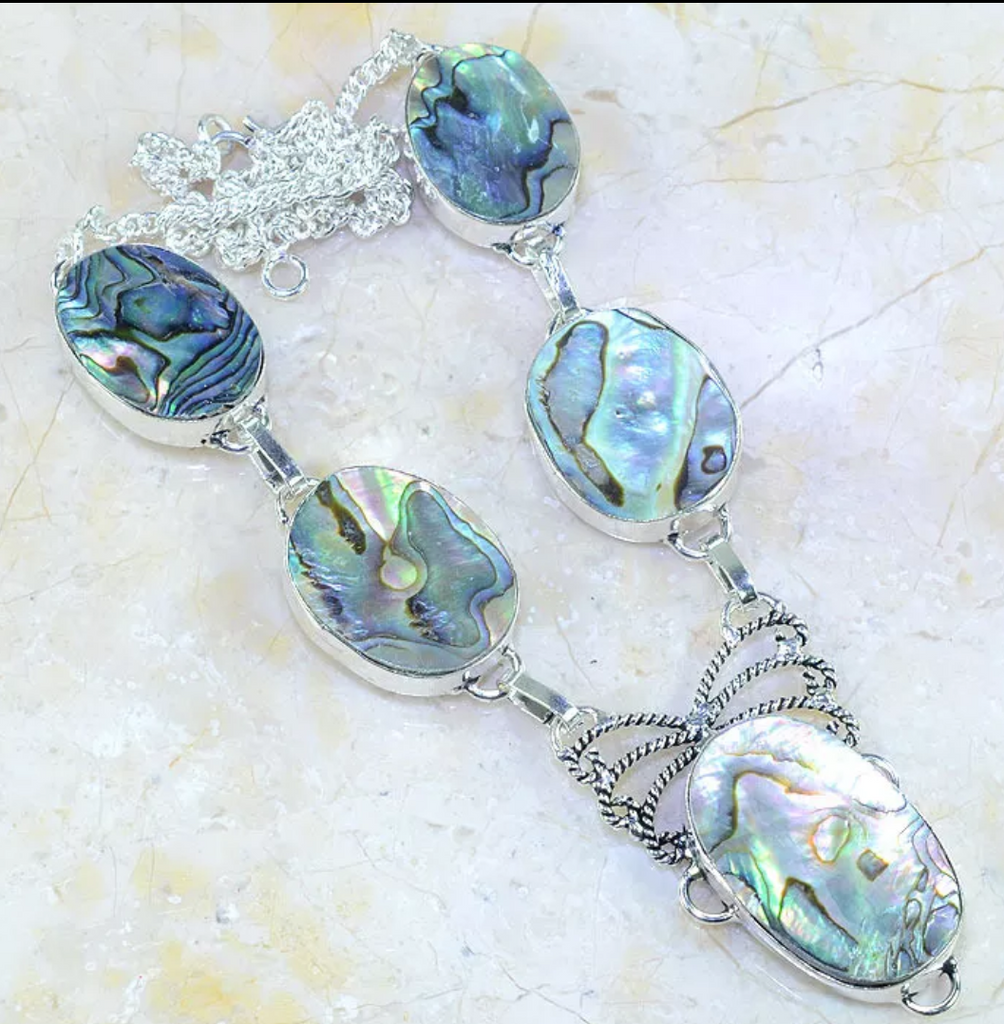 Silver, abalone necklace