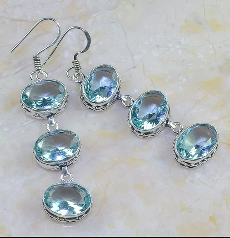 Silver, blue topaz earrings