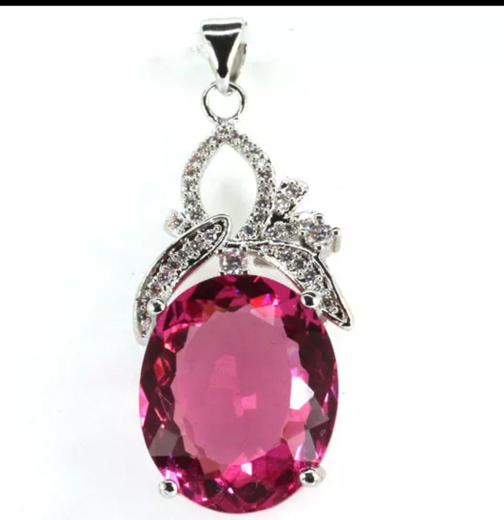 Silver, pink topaz pendant