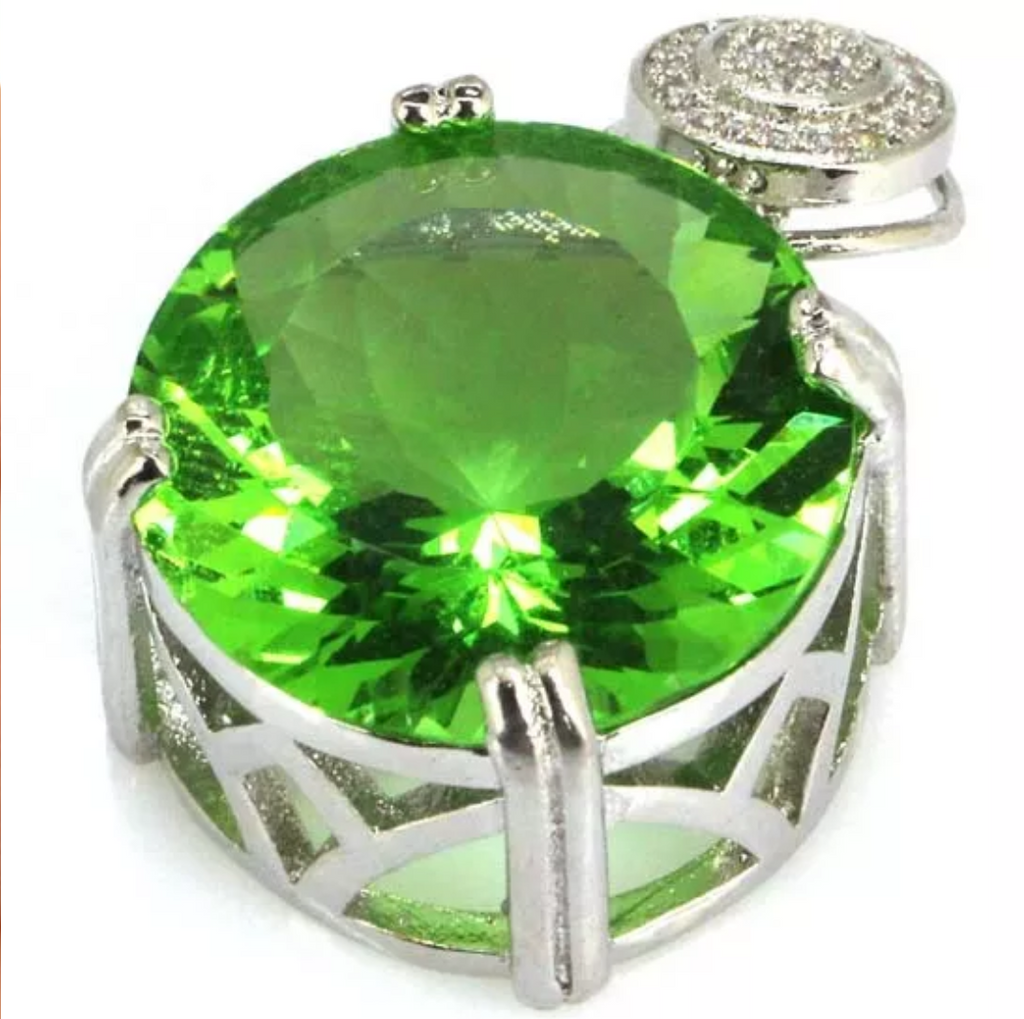 Silver, green tsavorite