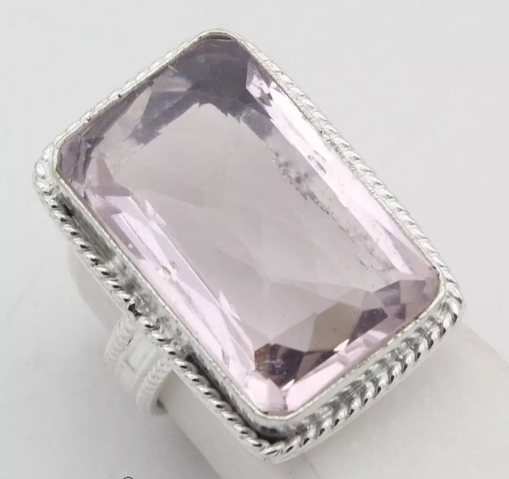 Silver 925, pink kunzite size 8