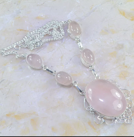 Silver, pink quartz