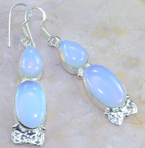 Silver, opalite earrings