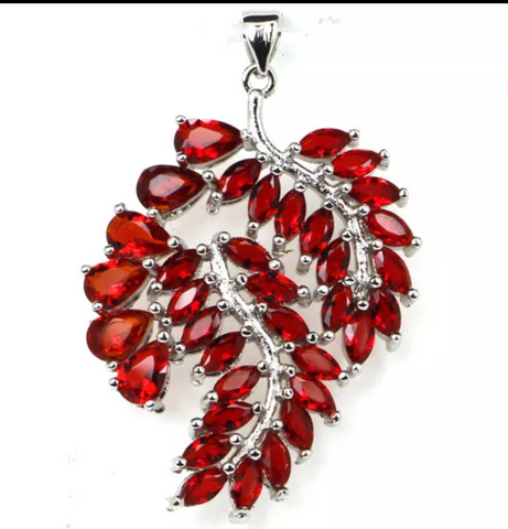 Silver, blood ruby pendant