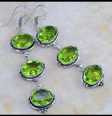 Silver, peridot earrings