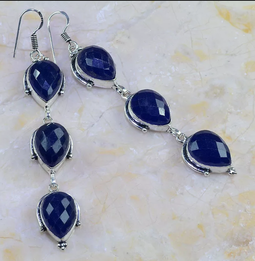 Silver, saphhire earrings