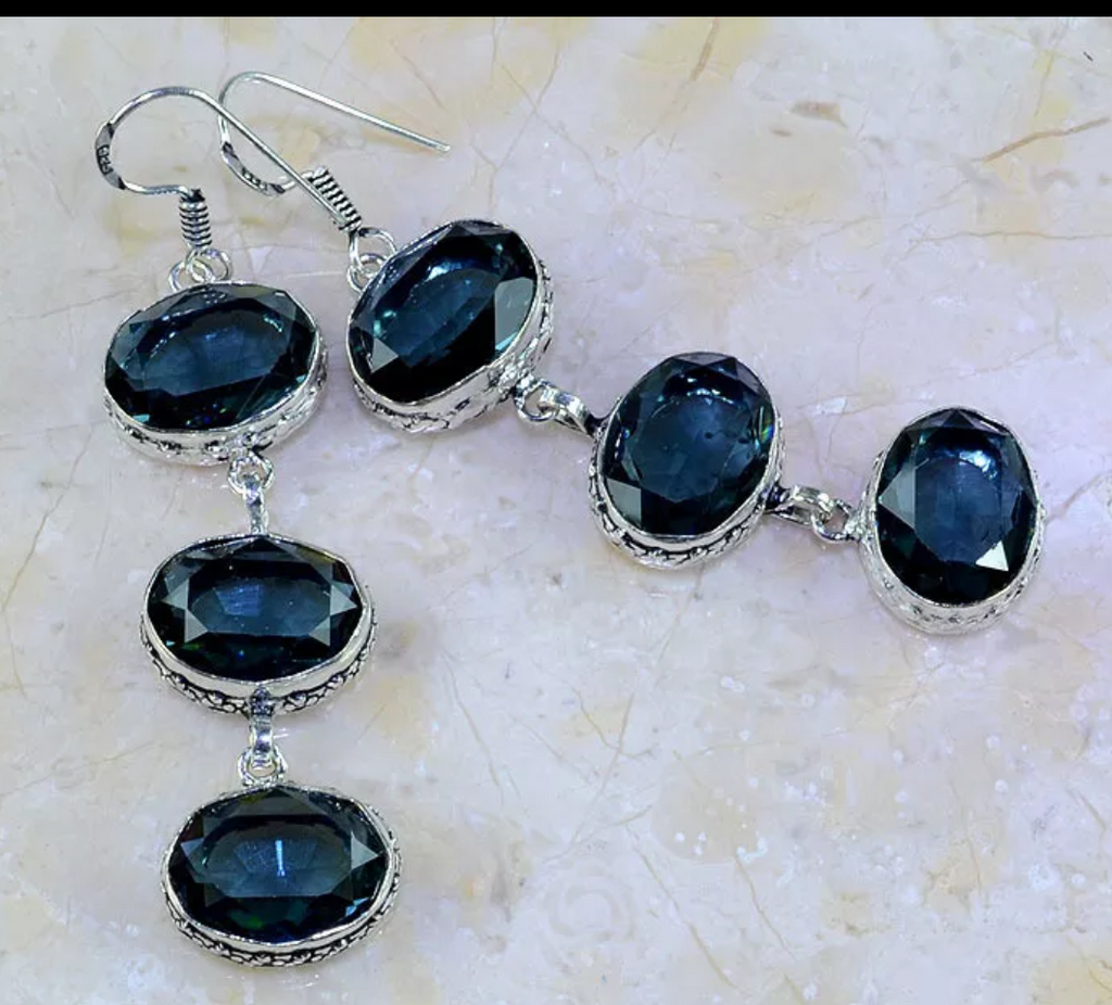 Silver, blue iolite earrings