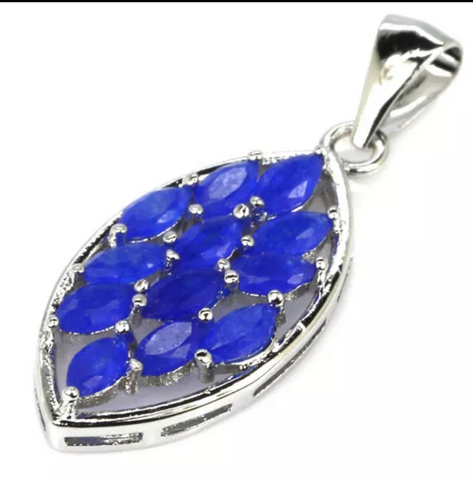 Silver, real sapphire pendant