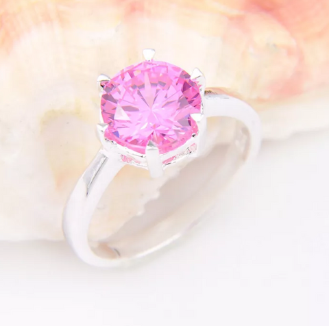 Silver, pink kunzite size 9