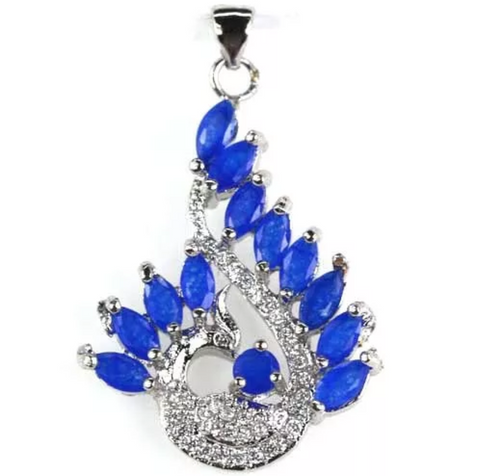 Silver, real sapphire pendant