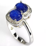 Silver, real blue sapphire size 7