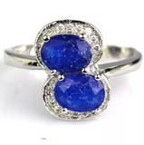 Silver, real blue sapphire size 7