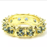 Gold plated, blue topaz size 6.75
