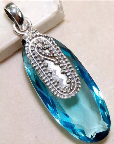 Silver 925, blue topaz pendant