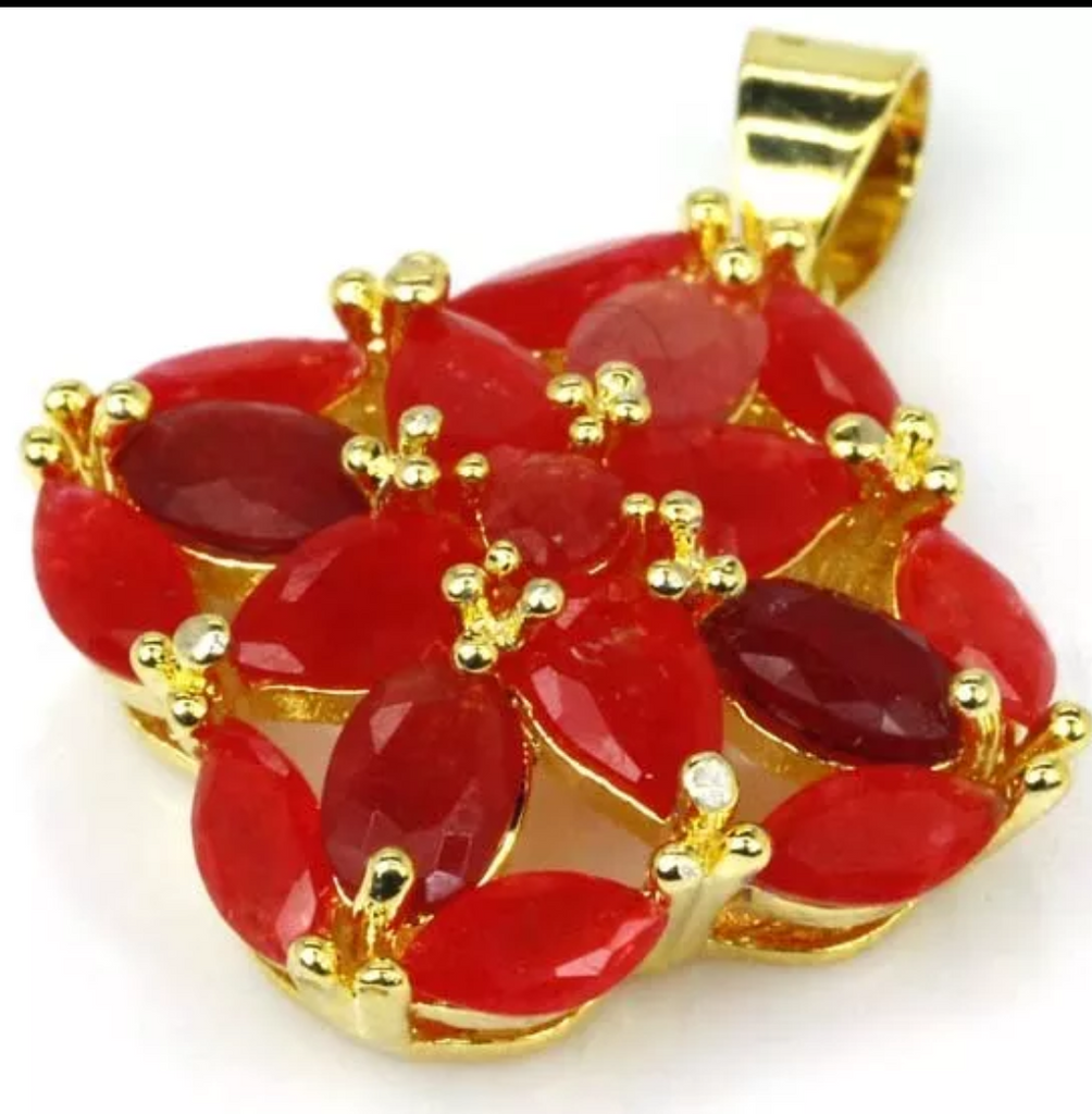 Gold plated, real ruby pendant