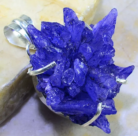 Silver, purple drusy druzy pendant