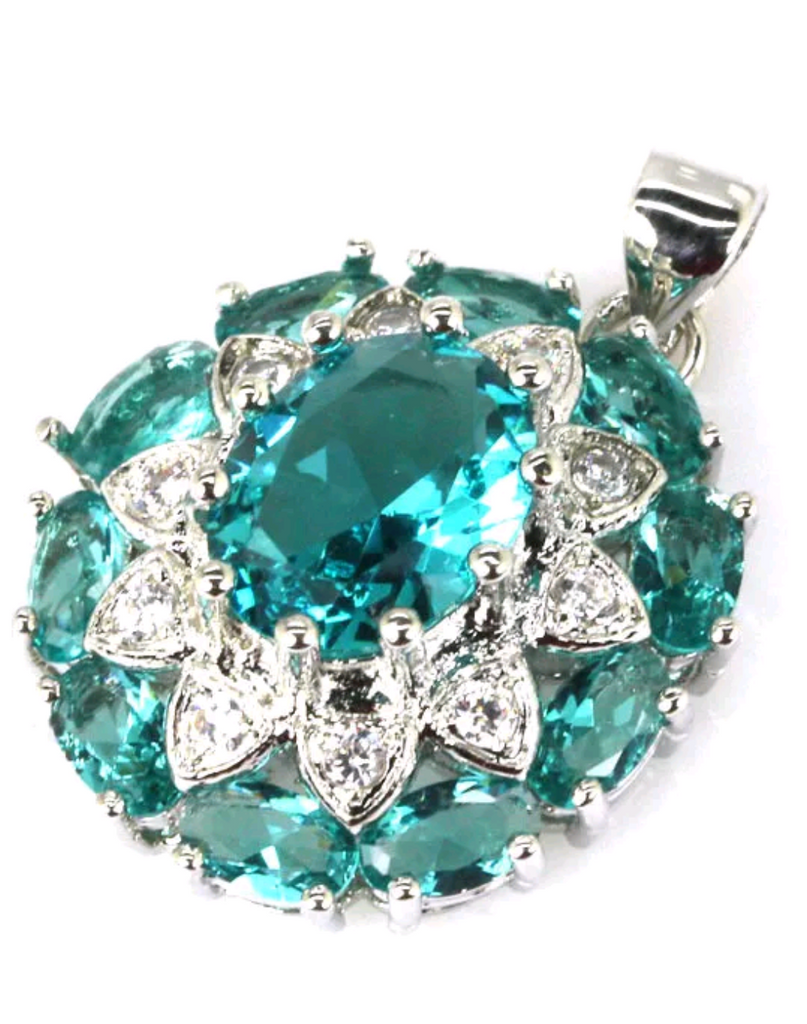 Silver, aquamarine pendant