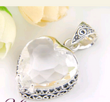 Silver, white crystal topaz pendant