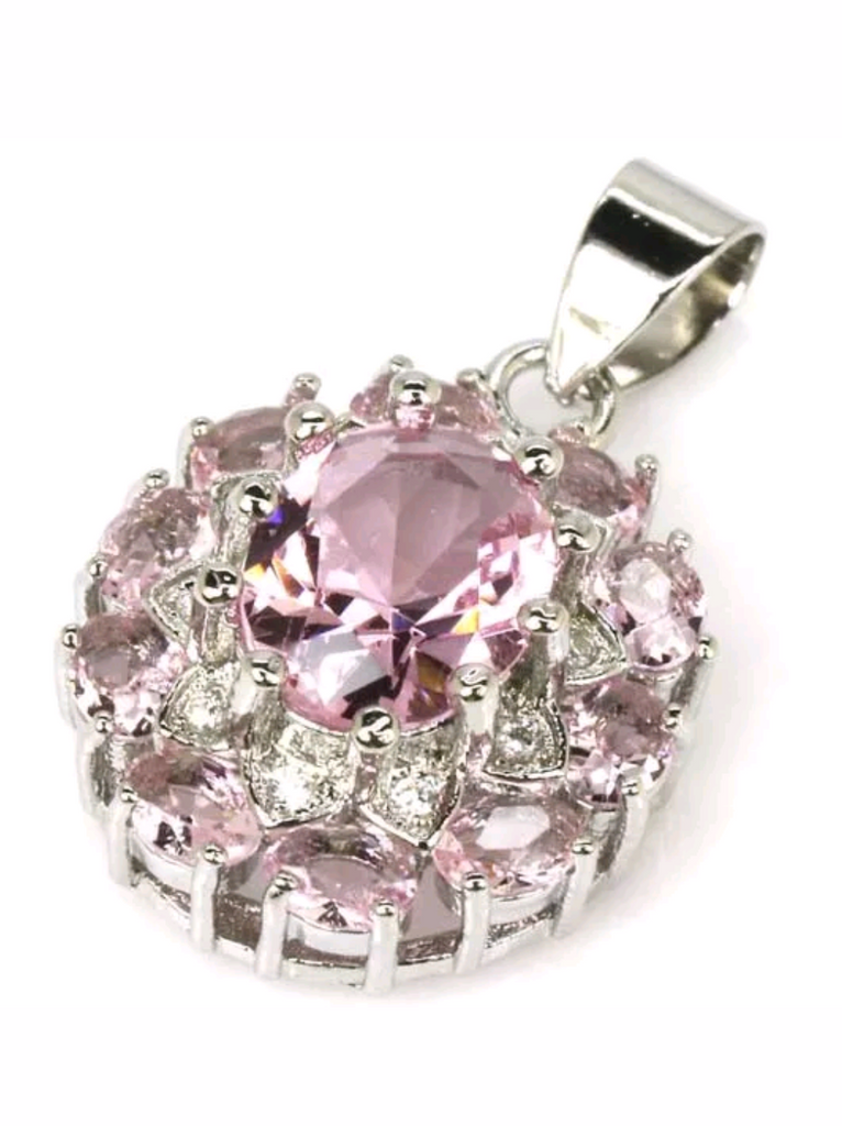 Silver, pink topaz pendant