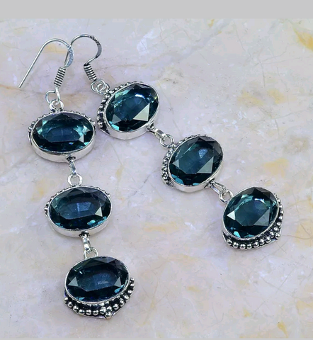 Silver, iolite earrings