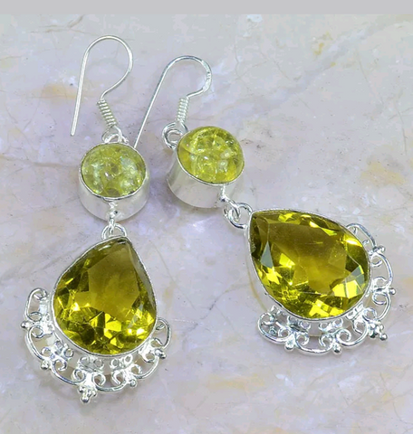 Silver, citrine earrings