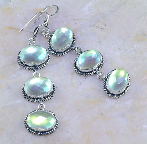 Silver, rainbow topaz earrings