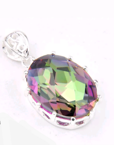 Silver, rainbow topaz pendant