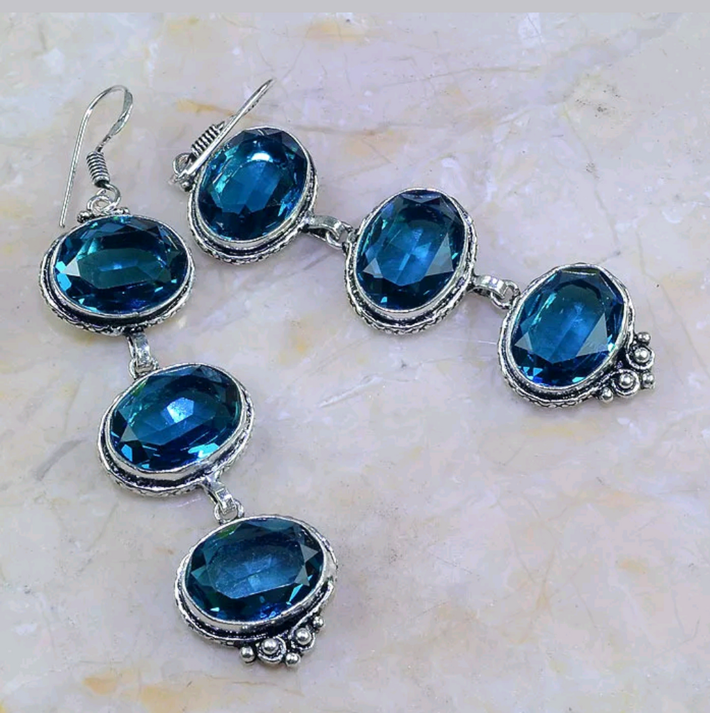 Silver, iolite earrings