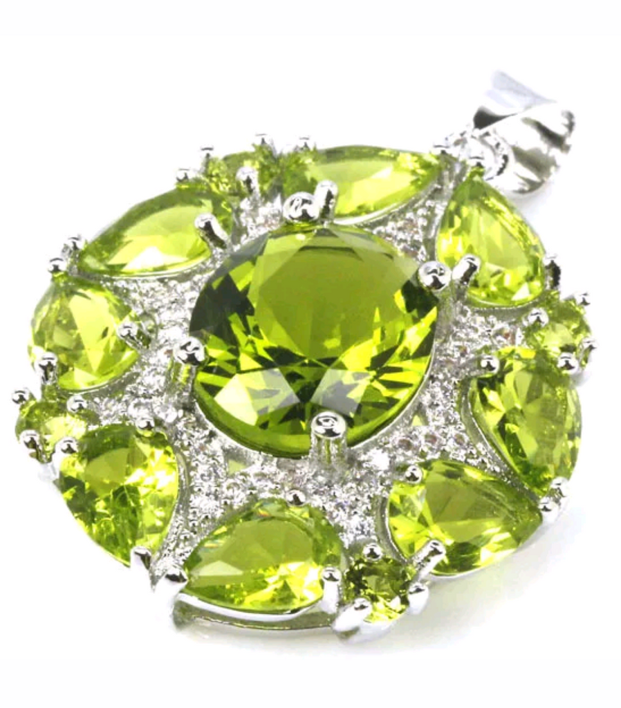 Silver, green peridot pendant