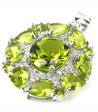 Silver, green peridot pendant