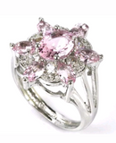Silver, pink kunzite size 8