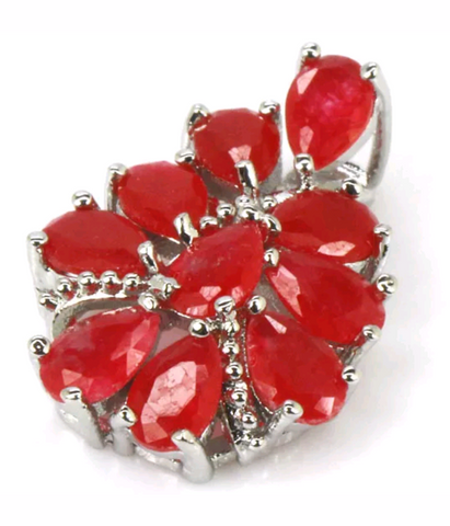 Silver, real ruby pendant